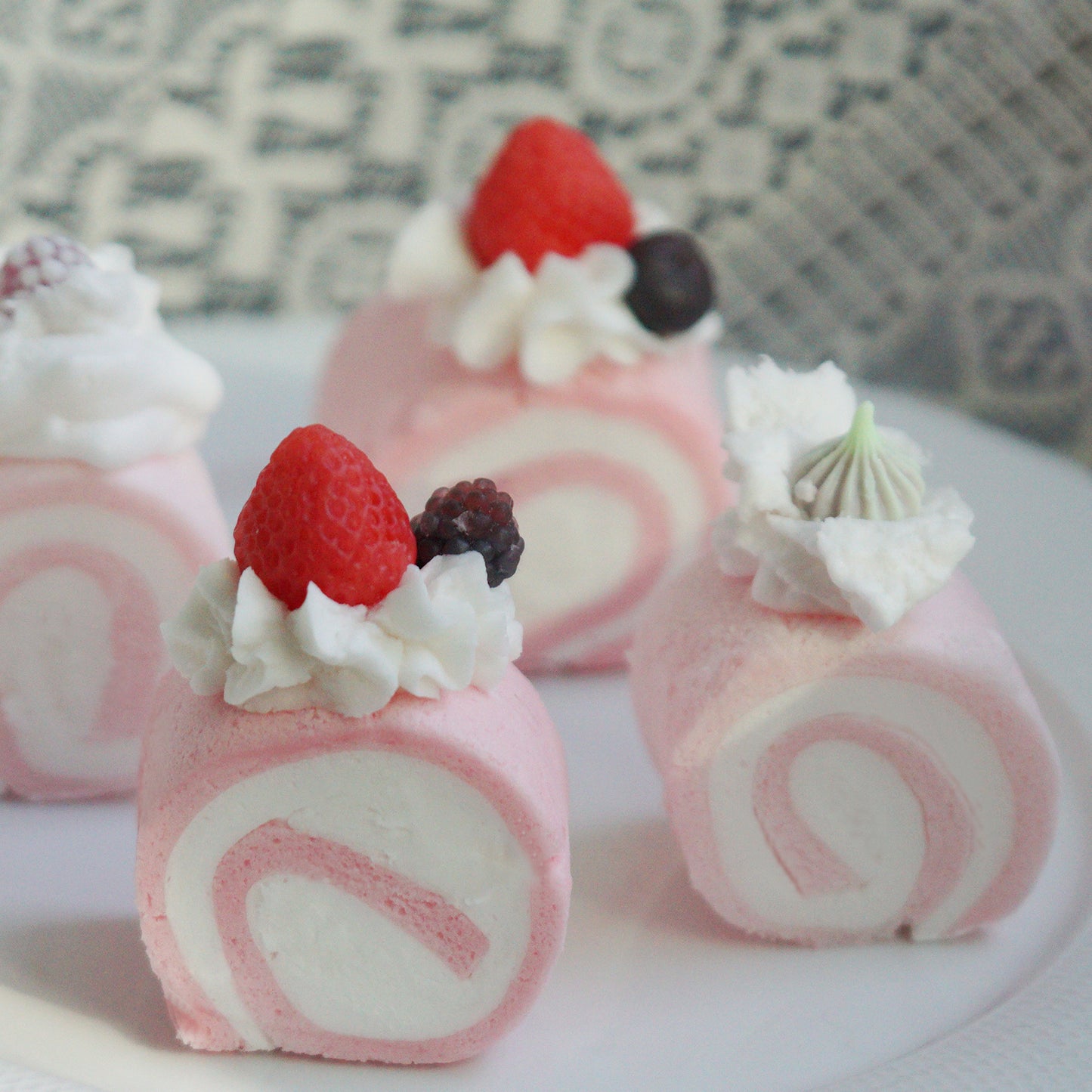 Strawberry Swiss Roll Soap ~ 48g