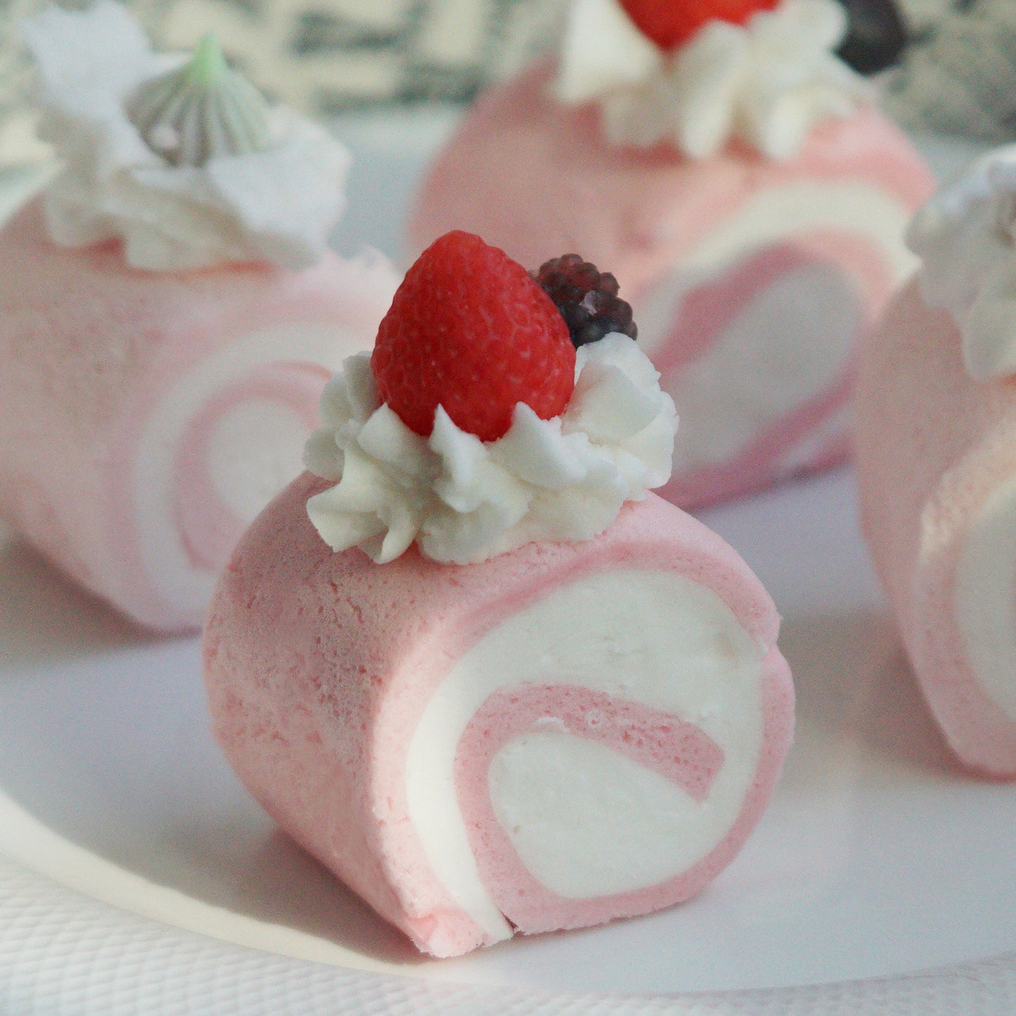 Strawberry Swiss Roll Soap ~ 48g