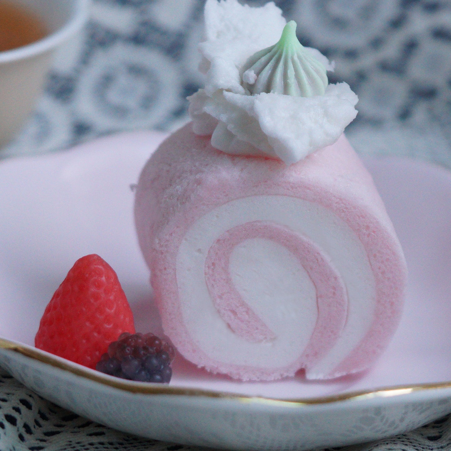 Strawberry Swiss Roll Soap ~ 48g